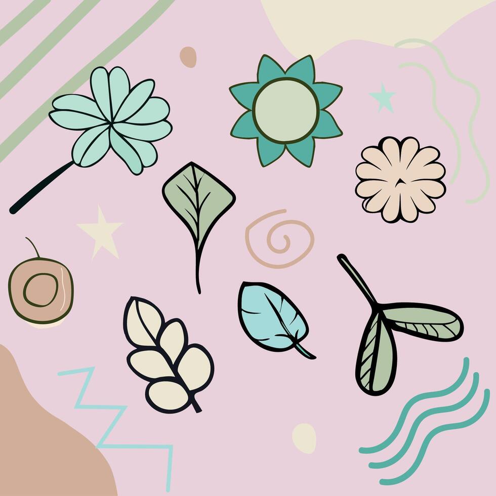 Cute floral doodles design. vector
