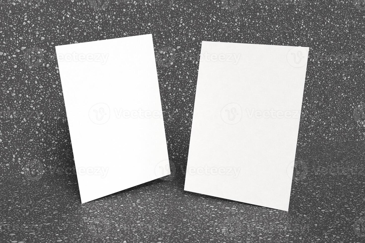 Minimalist A4 Paper Mockup on Terrazzo Surface photo