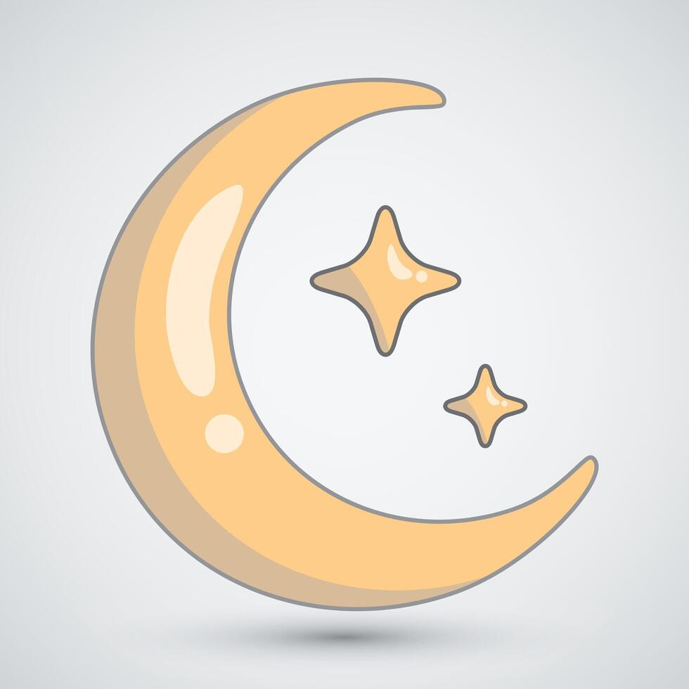 Crescent Moon Cartoon Style Illustration vector