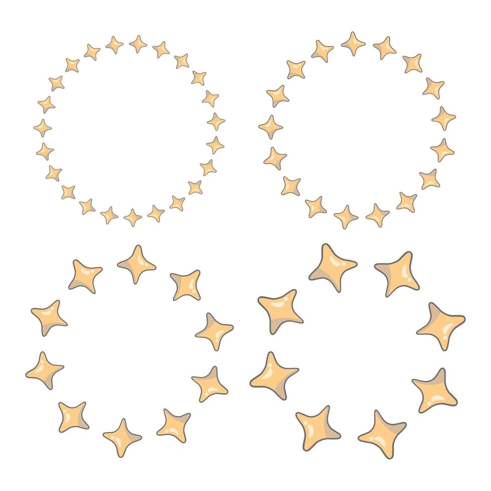 Circles Set Yellow Stars vector