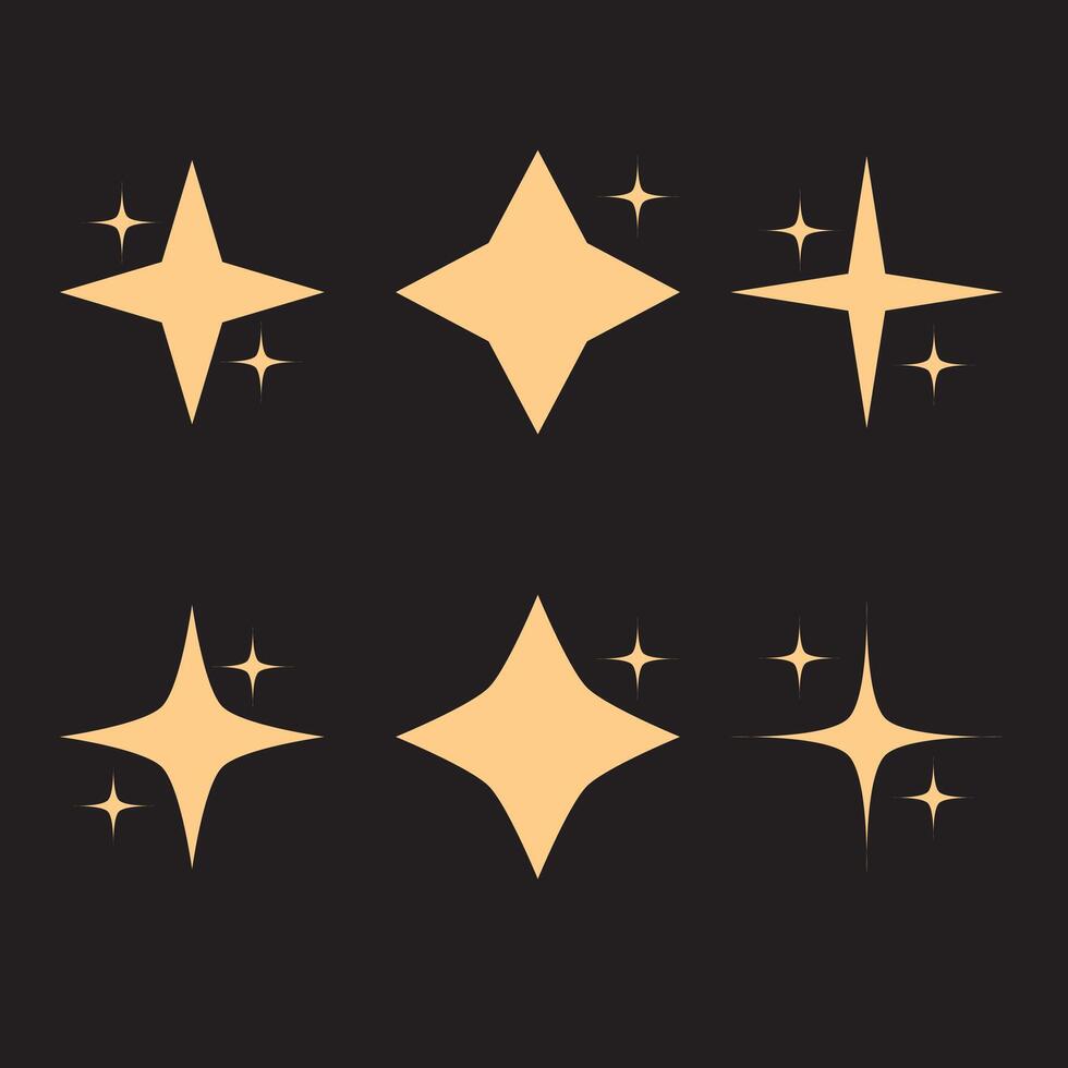 Sparkling Yellow Stars Set vector