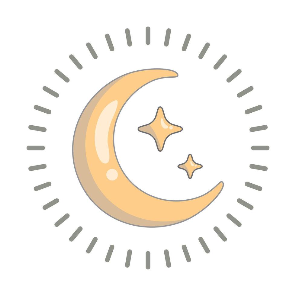 Star and Moon cartoon style vector