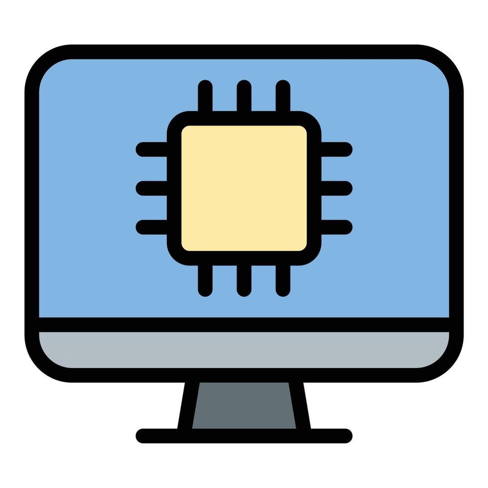 Technology icon flat line style illustration representing modern innovations and digital tools, suitable for IT, software development, and electronics-related projects vector