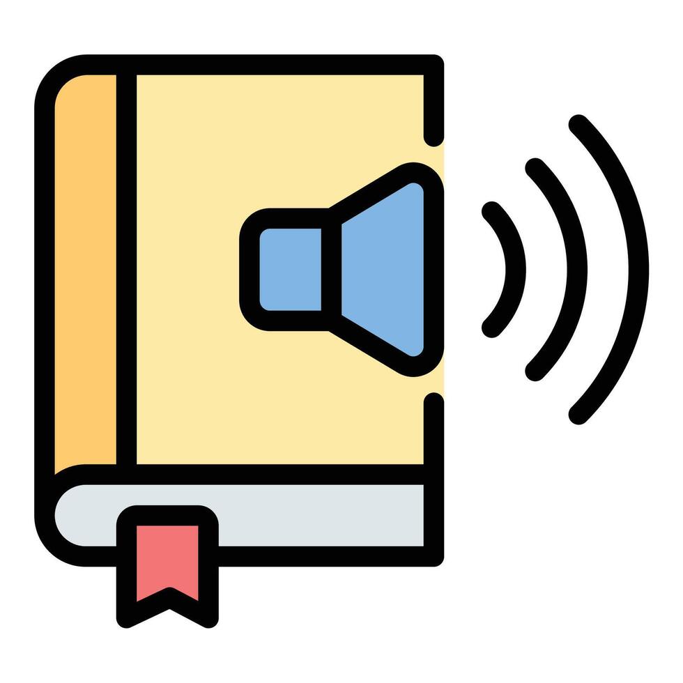 Audio book icon flat line style illustration representing spoken literature and digital storytelling, suitable for education, entertainment, and publishing-related projects vector