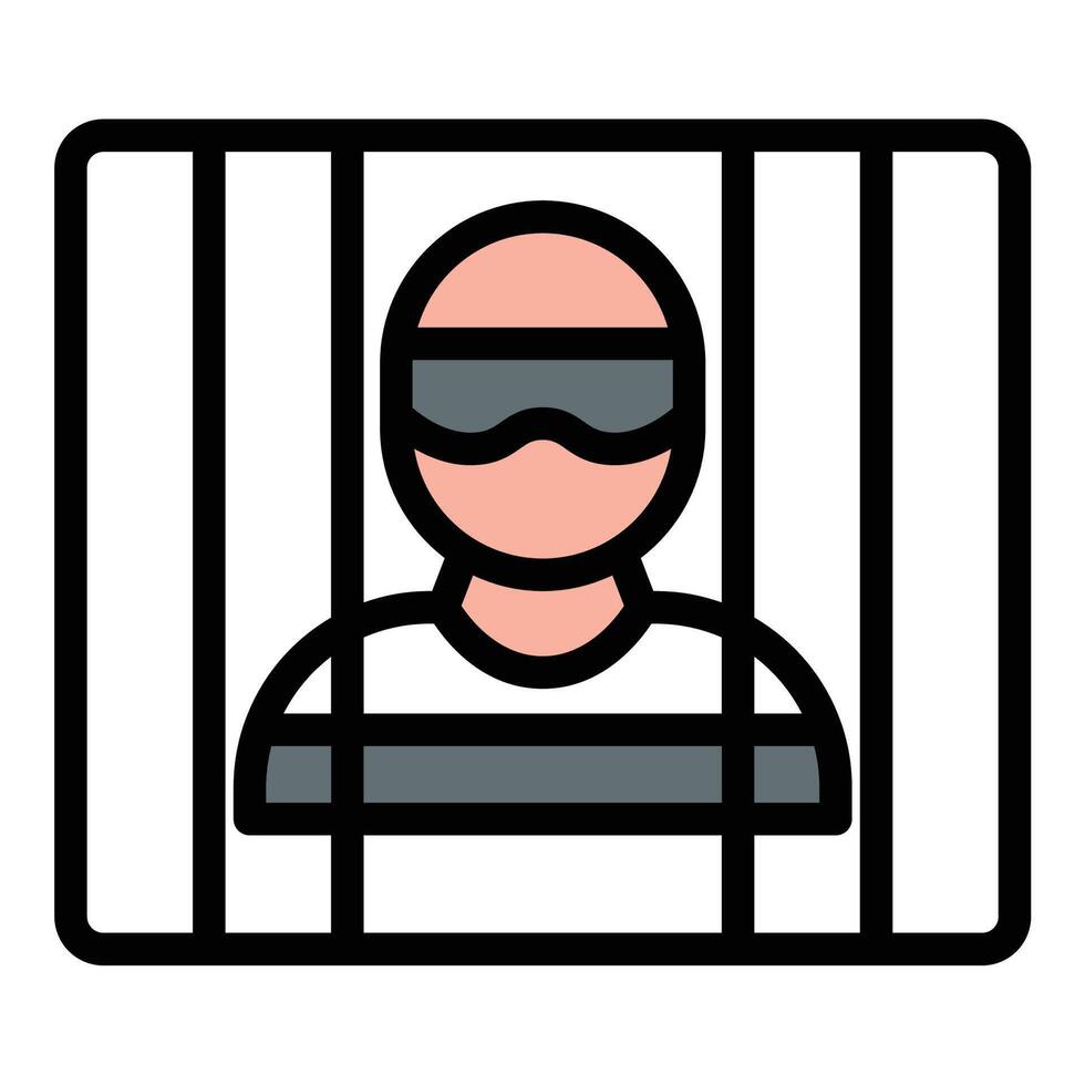 Criminal icon flat line style illustration representing unlawful activity and offenders, suitable for law enforcement, legal, and crime prevention-related projects vector
