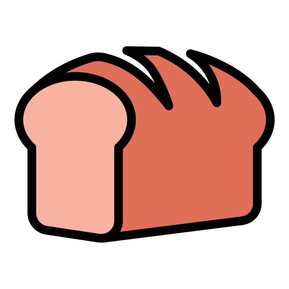 Bread icon flat line style illustration representing baked goods and staple food, suitable for culinary, bakery, and food service-related projects vector