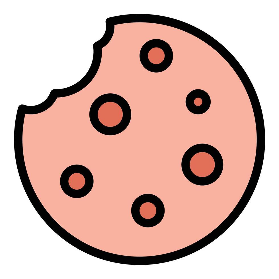 Cookie icon flat line style illustration representing sweet baked snacks, suitable for bakery, dessert, and food-related projects vector