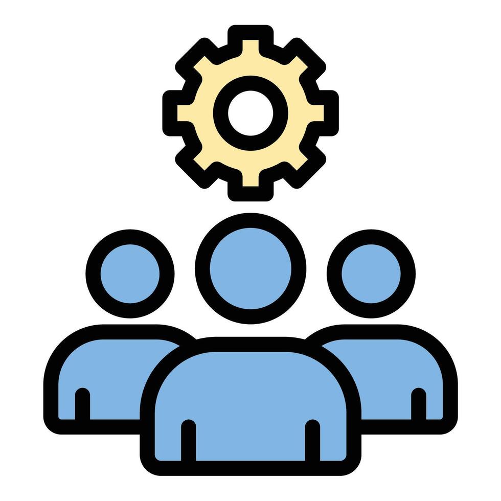 Team building icon flat line style illustration representing collaboration and group development, suitable for corporate training, HR, and organizational development-related projects vector