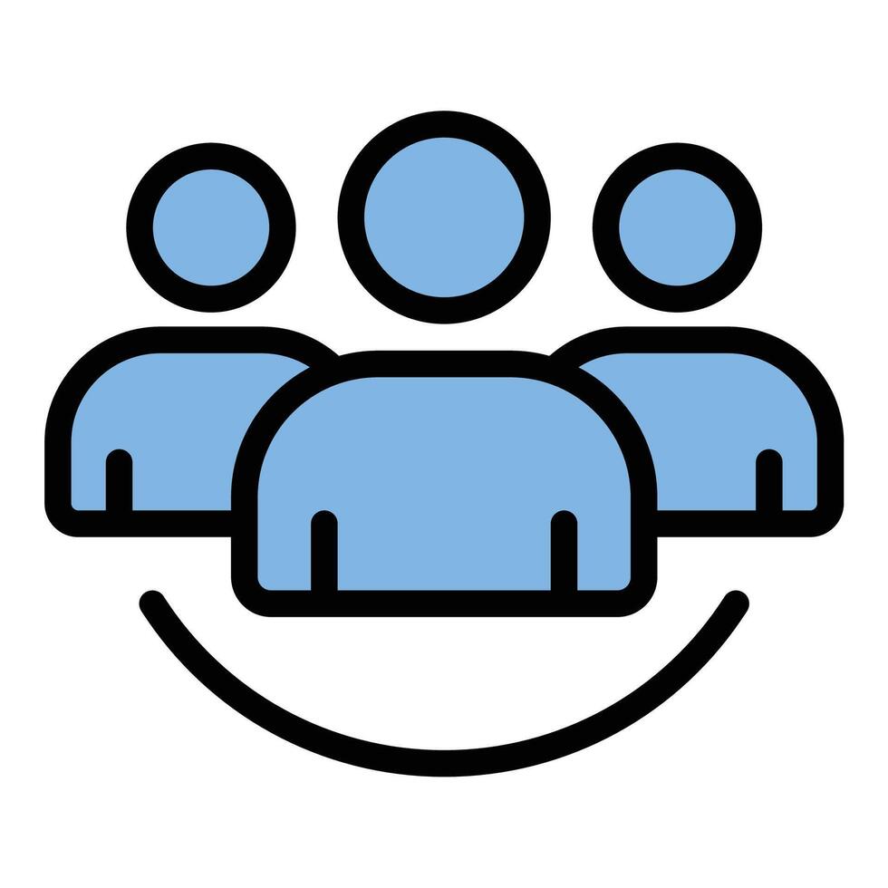 Teamwork icon flat line style illustration representing collaborative effort and group cooperation, suitable for business, project management, and organizational development-related projects vector