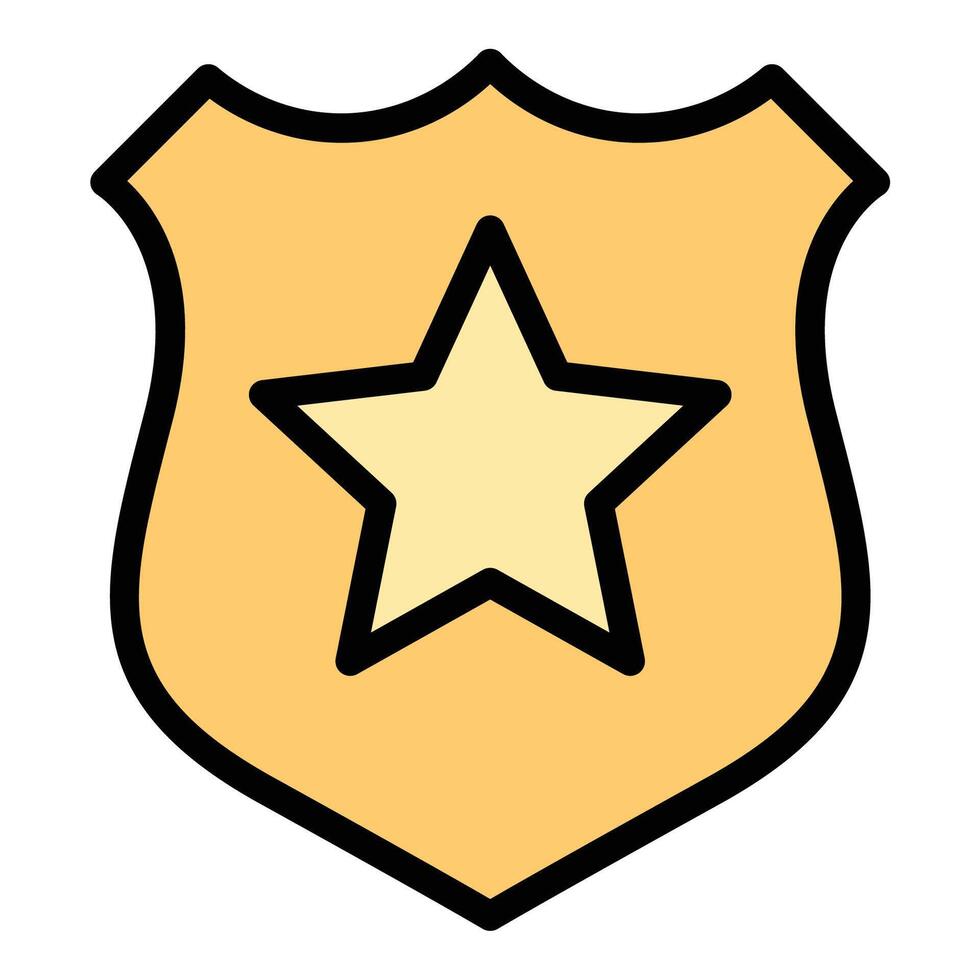 Police badge icon flat line style illustration representing law enforcement authority and identification, suitable for security, public safety, and police-related projects vector