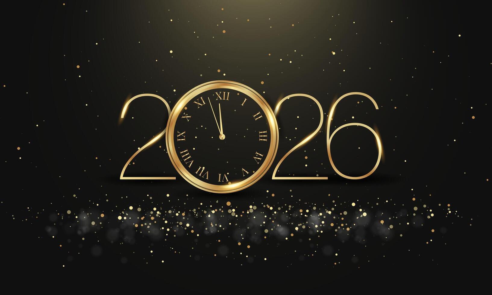 2026 Happy New Year Clock Countdown Background Design. vector