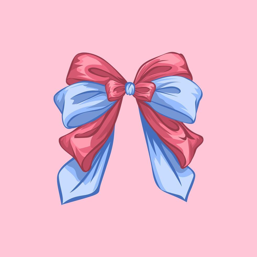Colorful decorative bow on pink background vector