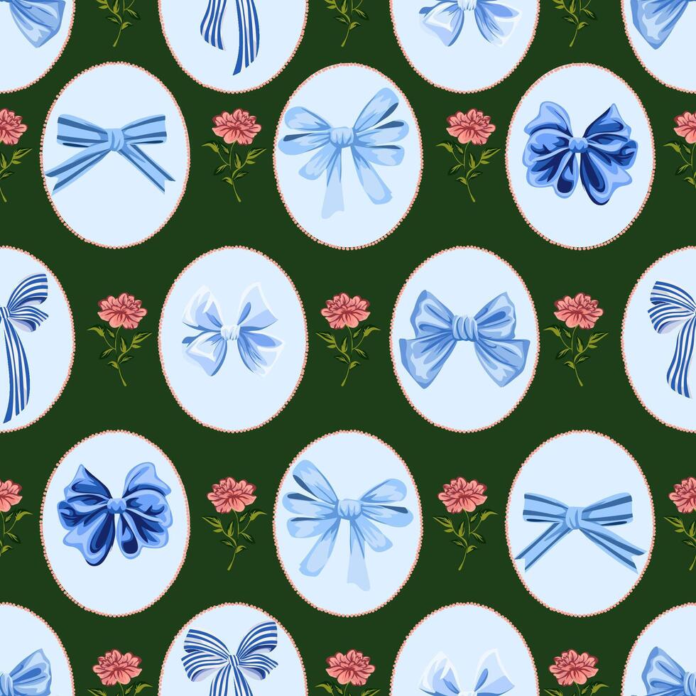 blue bow pattern design vector