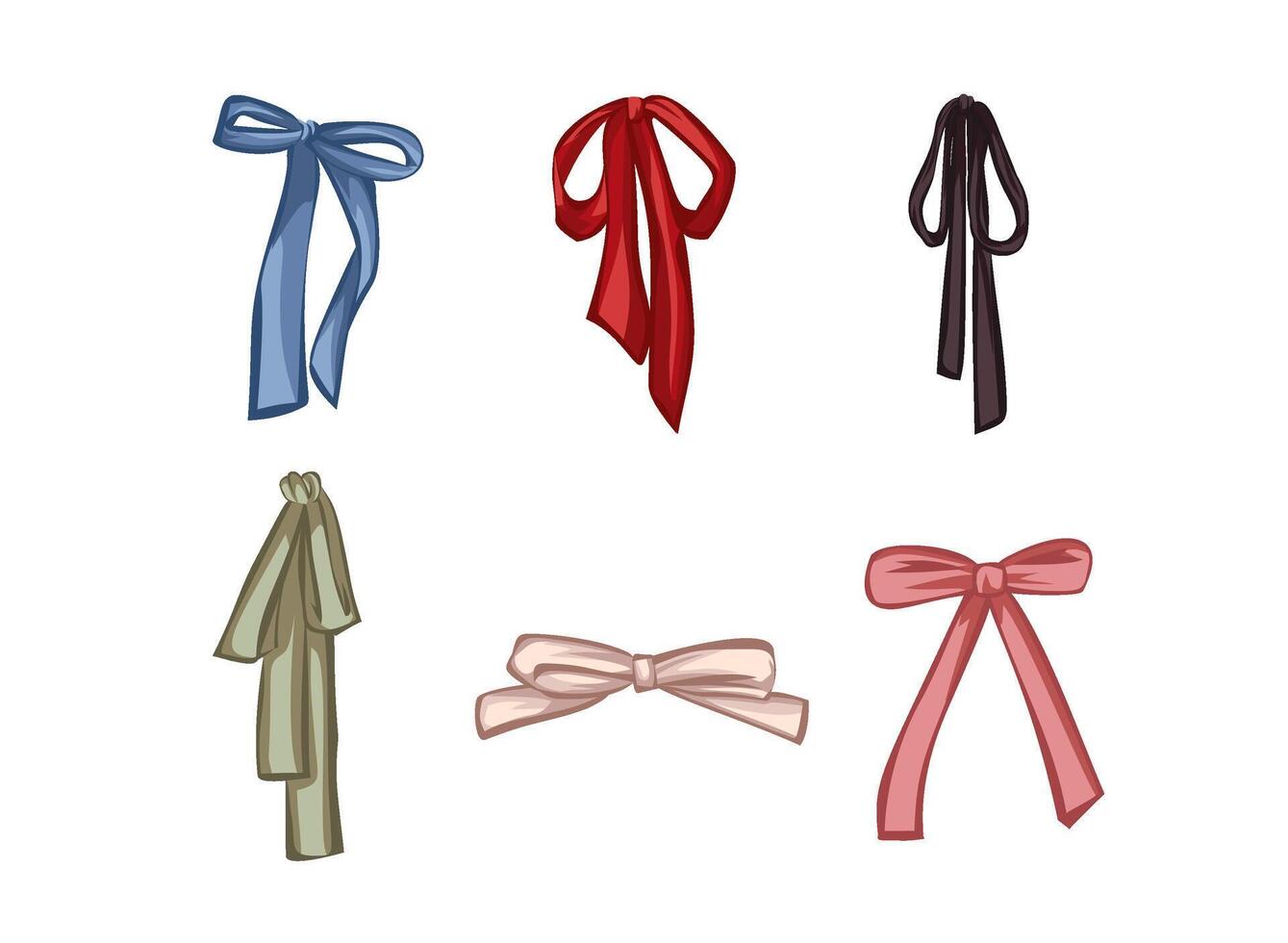 Collection of Elegant Coquette ribbon Bows in Various Colors vector