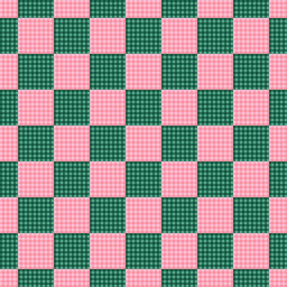Green and Pink Gingham Checkerboard Seamless Pattern vector