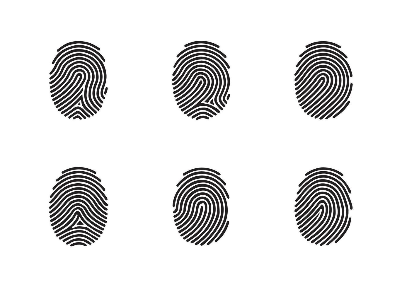 black and white fingerprint icon set vector