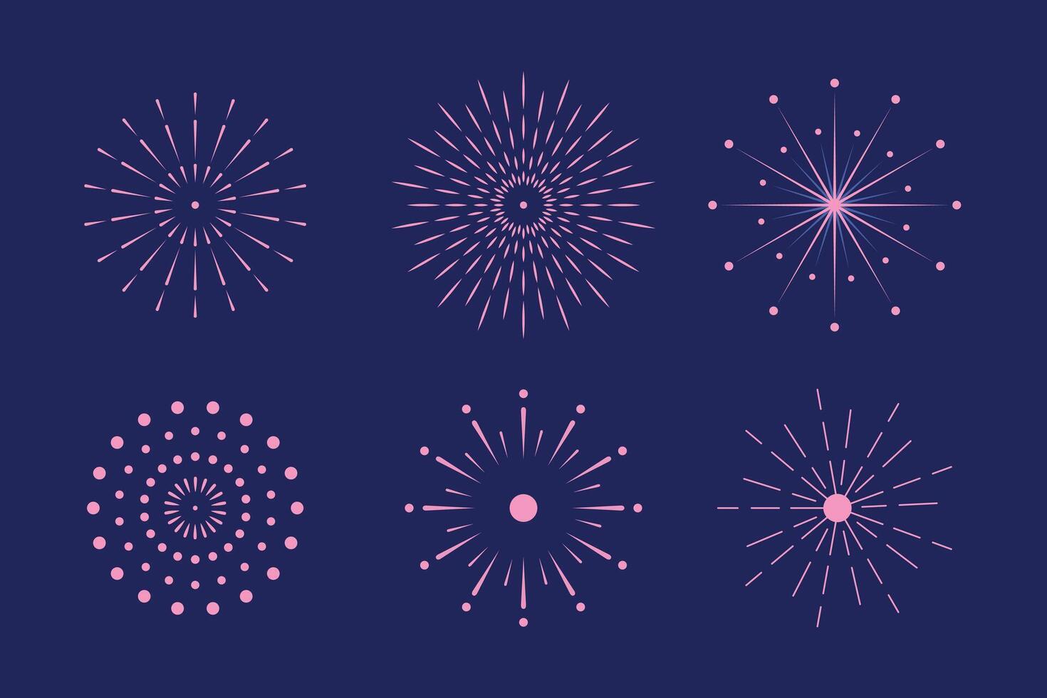 fireworks explosion various effect set vector