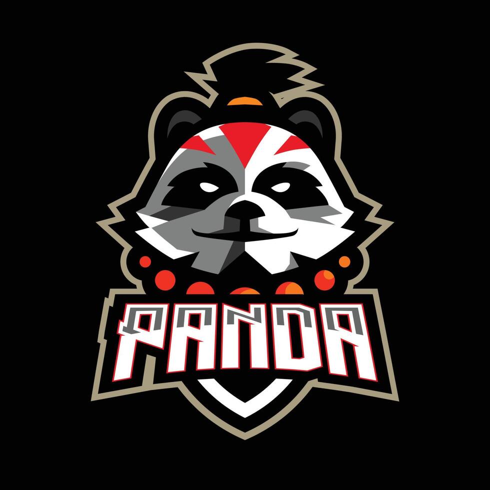 Panda mascot gaming logo vector
