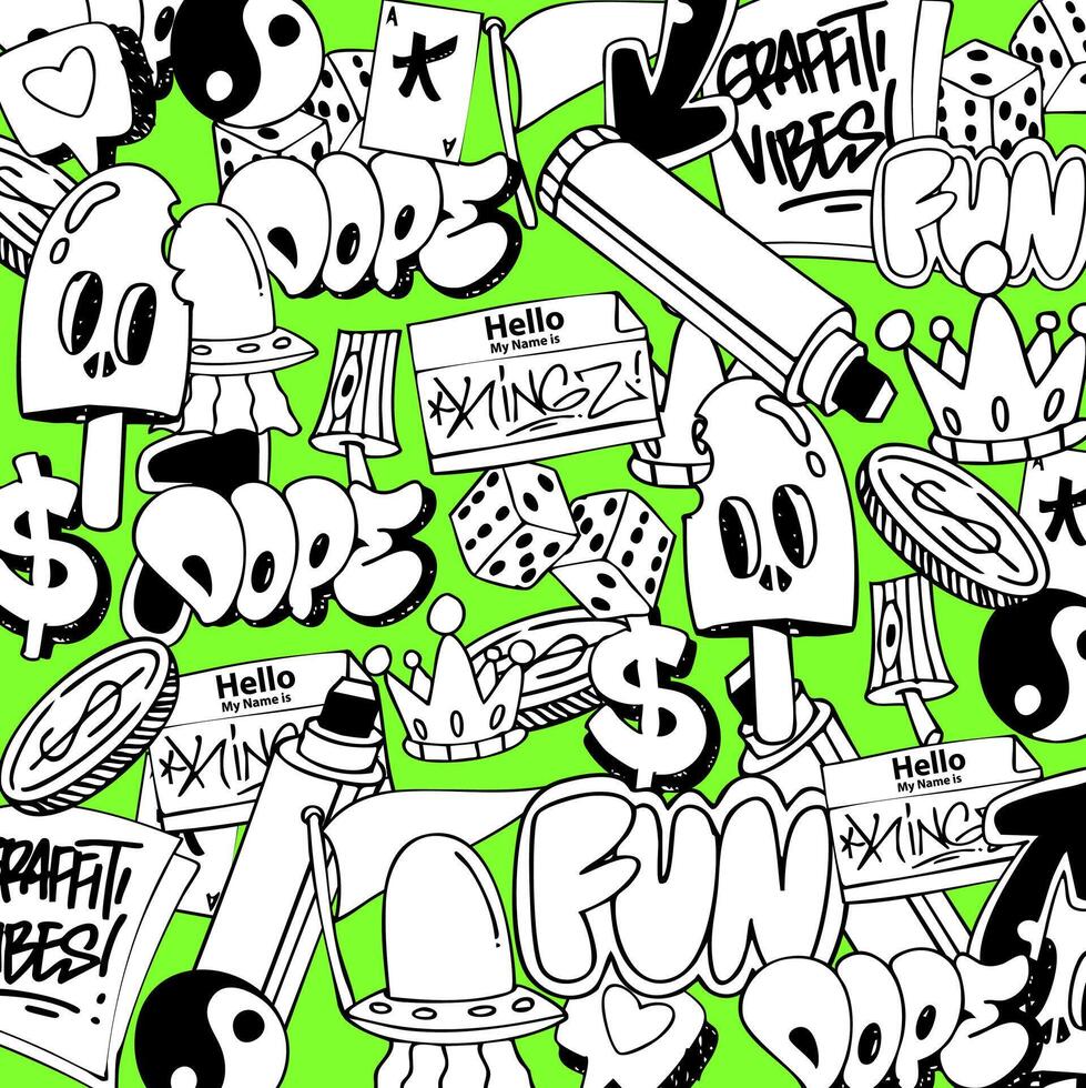 Graffiti Doodle illustration in black and white colors vector