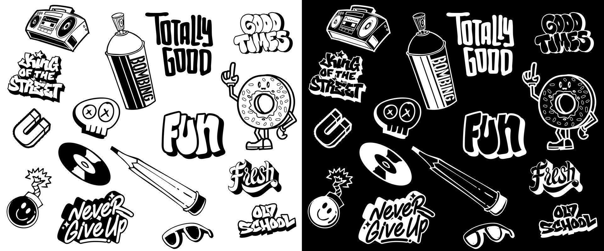 Black and white color of Graffiti Doodle illustration vector