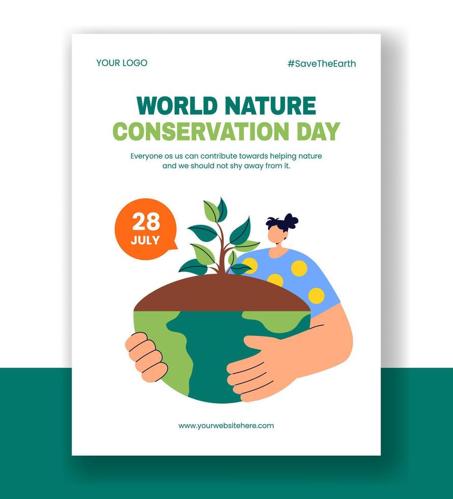 Hand Drawn Flat Illustration Template for Nature Conservation Social Media Vertical Poster vector