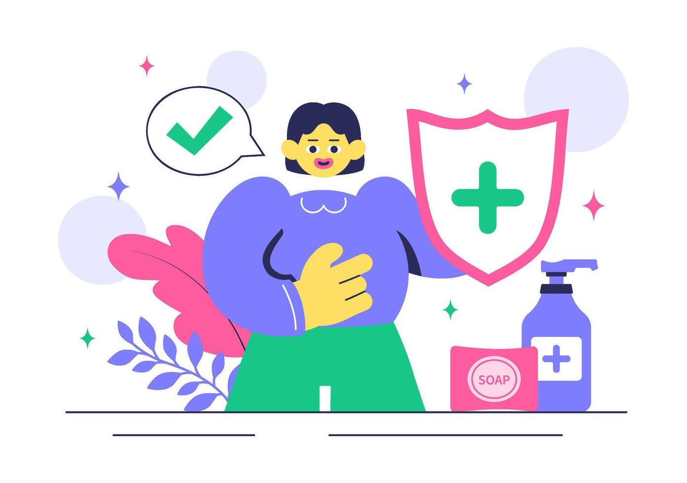 Individual promoting hygiene with soap vector