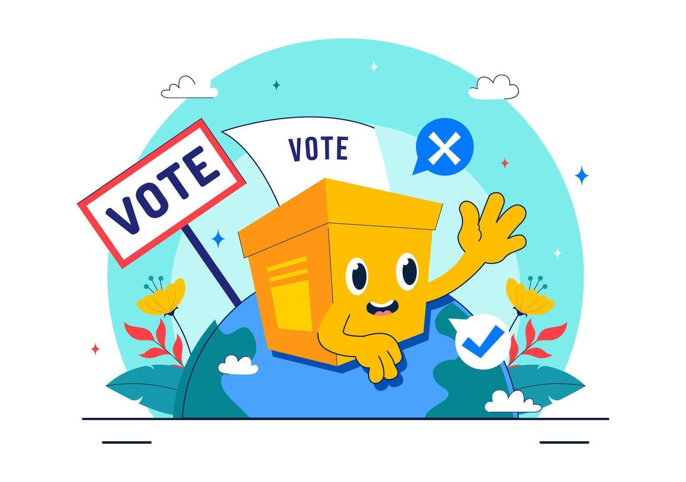 Colorful voting illustration promoting participation vector