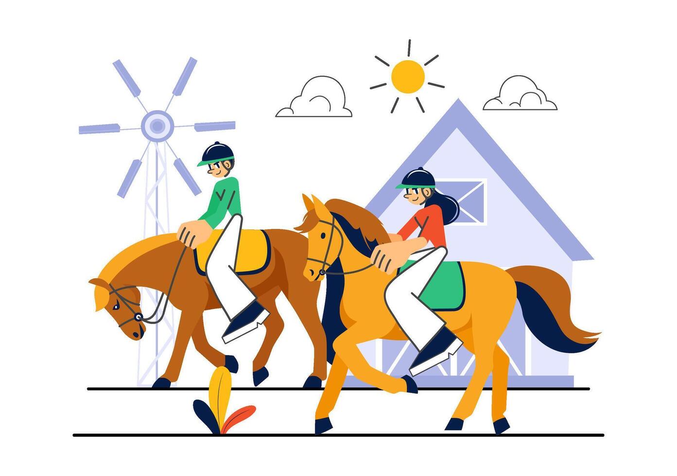 Two riders on horseback vector