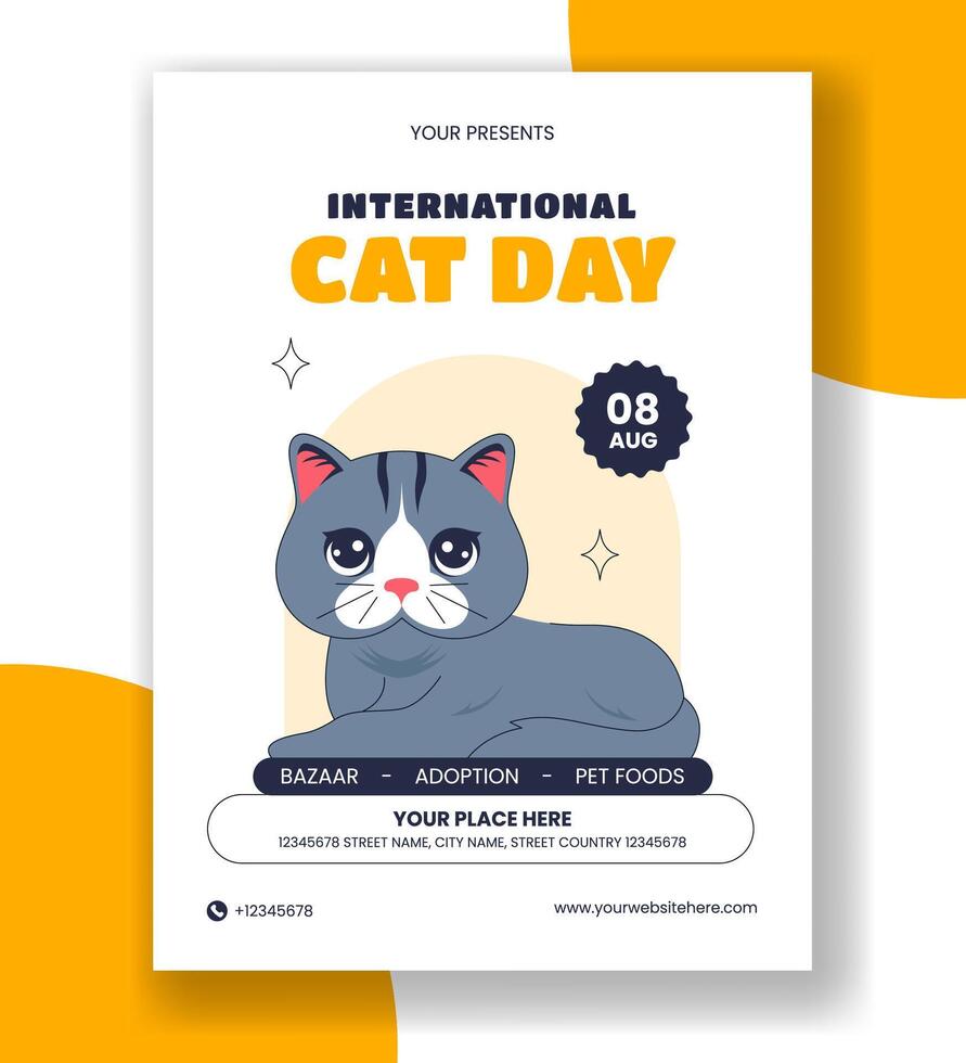 Cute cat illustration for International Cat Day vector