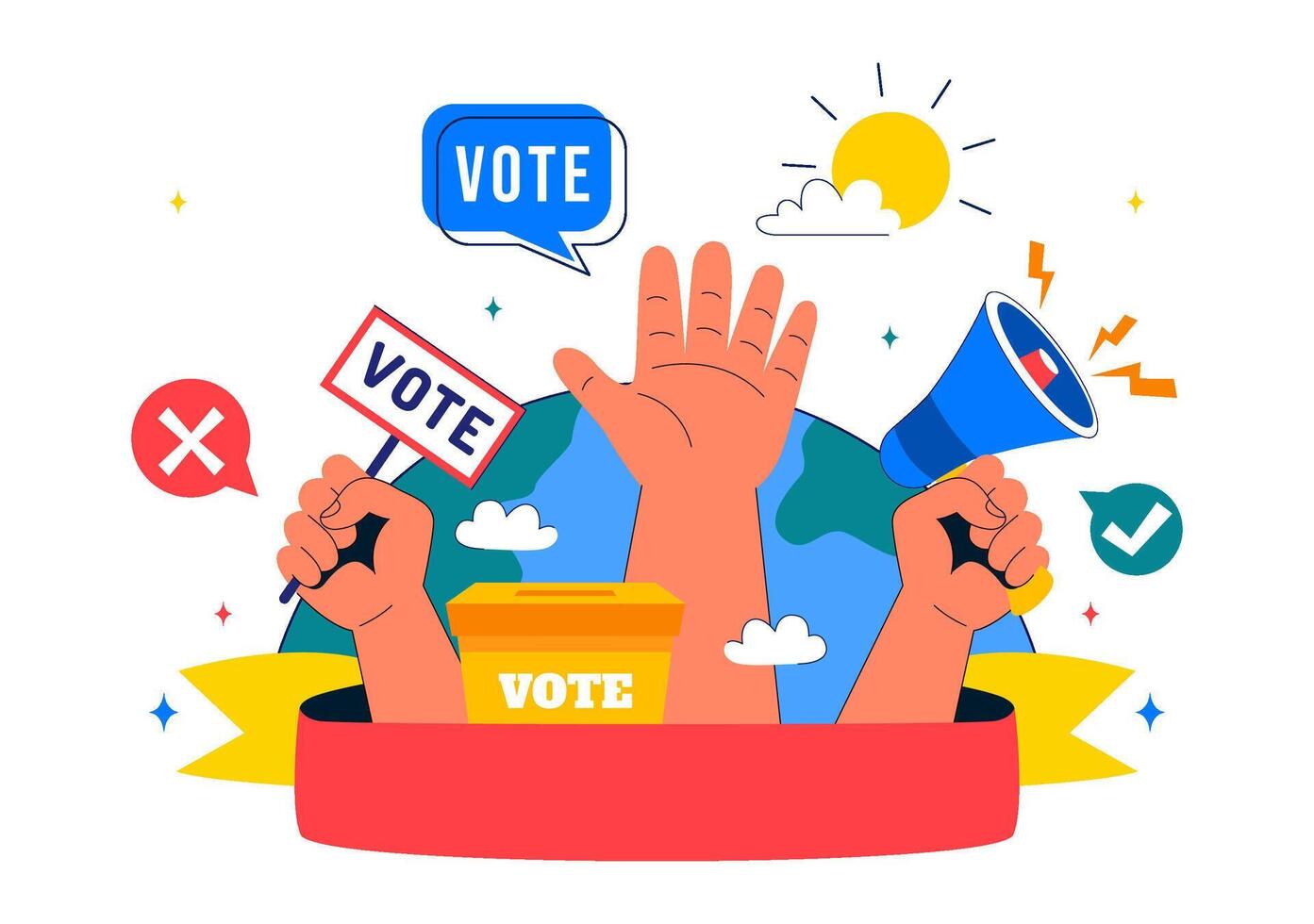 September 15 Democracy Day with Voting Hands and Ballot Papers vector