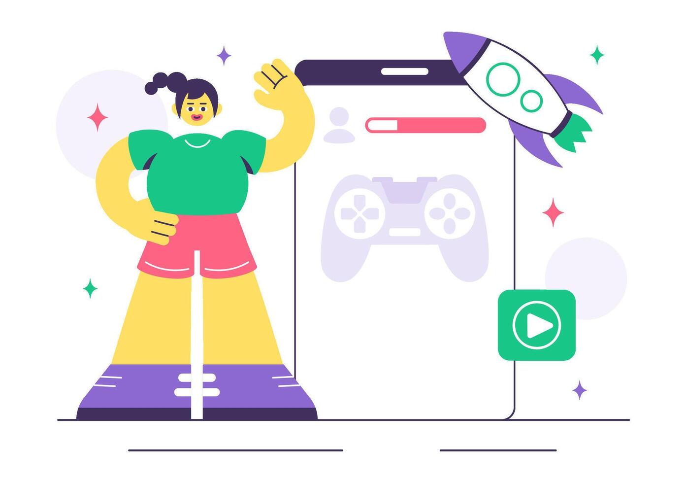 Illustration of Game Programming and Digital Development for Interactive Games vector