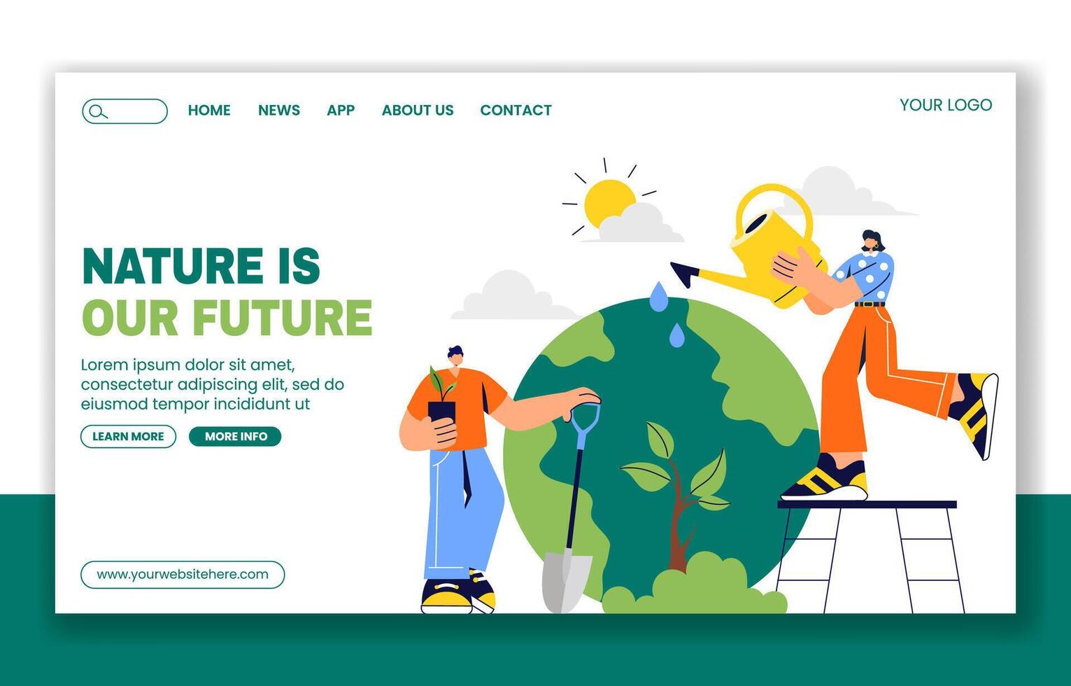 Save Nature Concept for World Nature Conservation Day in Social Media Landing Page Illustration vector