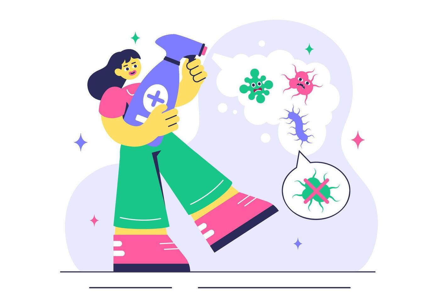 Personal Hygiene and Bacterial Prevention Illustration in a Flat Style Design vector