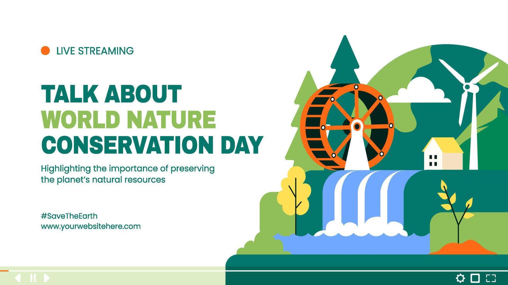 World Nature Conservation Awareness Illustration with Flat Design Background for Thumbnail vector