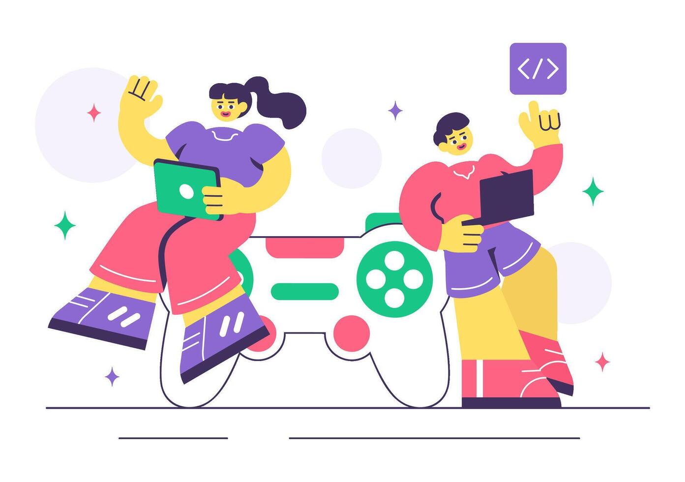 Game Programming and Design Illustration Featuring Technology and Creativity vector