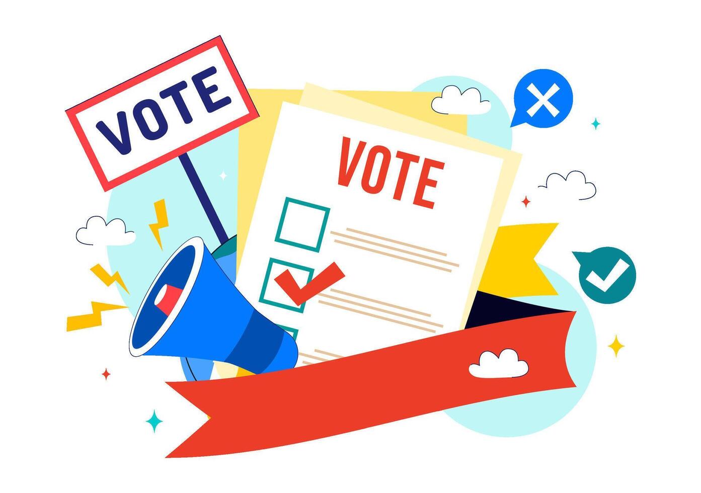 Democracy Day with Voting Elements in Flat Design Background vector