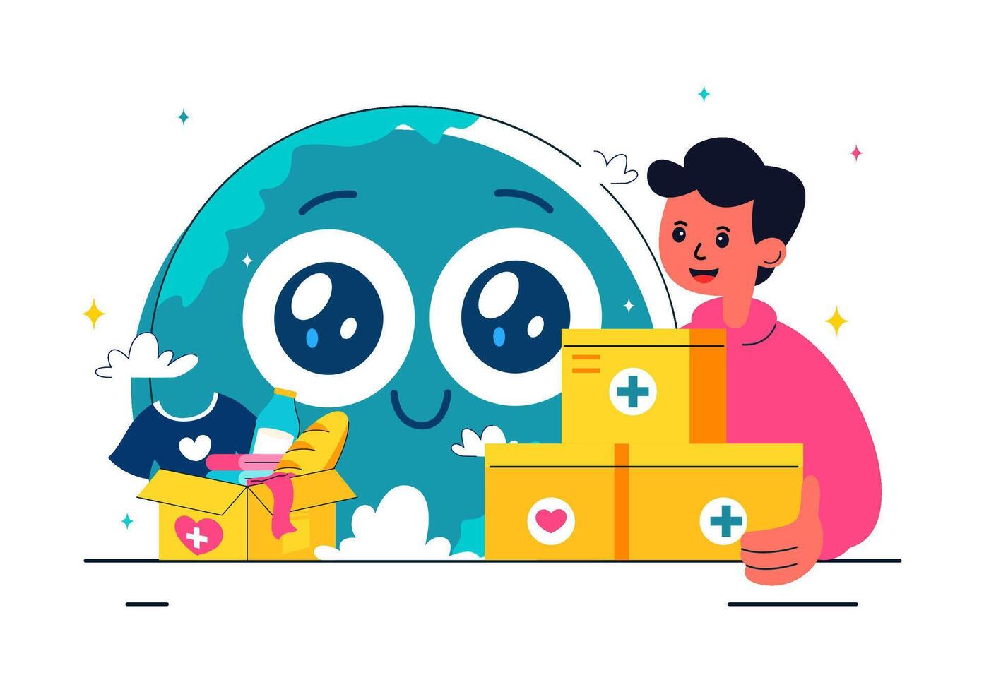 Flat Design Featuring September 5 Charity Day with Giving Hands and Donation Symbol vector