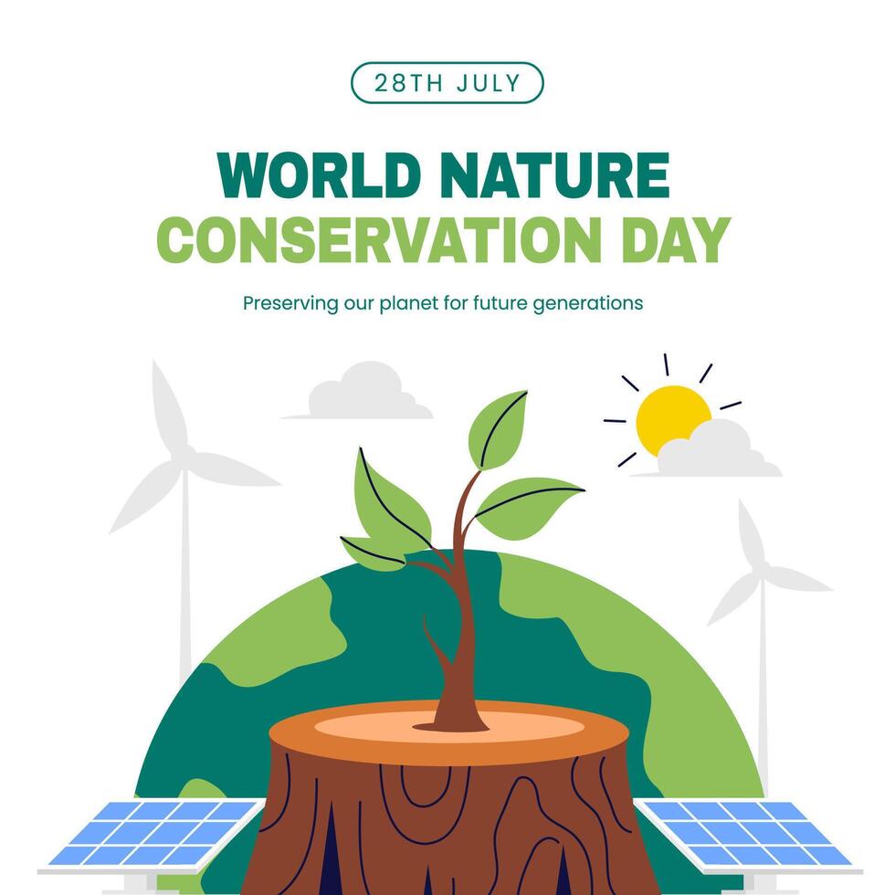 Flat Hand Drawn Background for World Nature Conservation Day Awareness Illustration vector