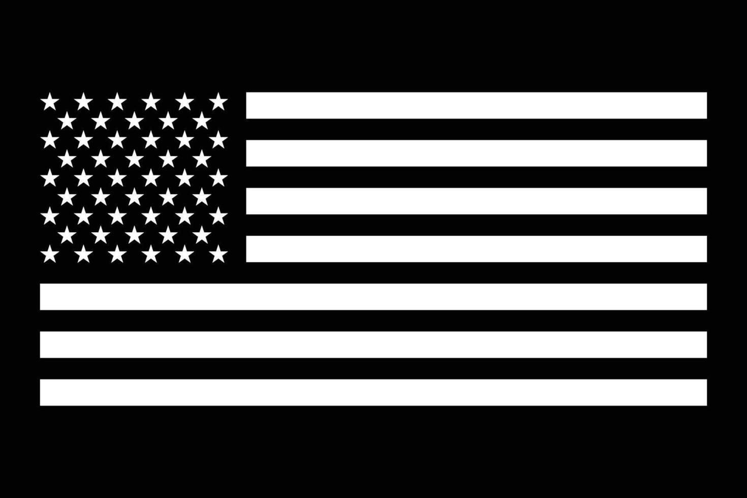 Simple black and white American flag graphic. vector