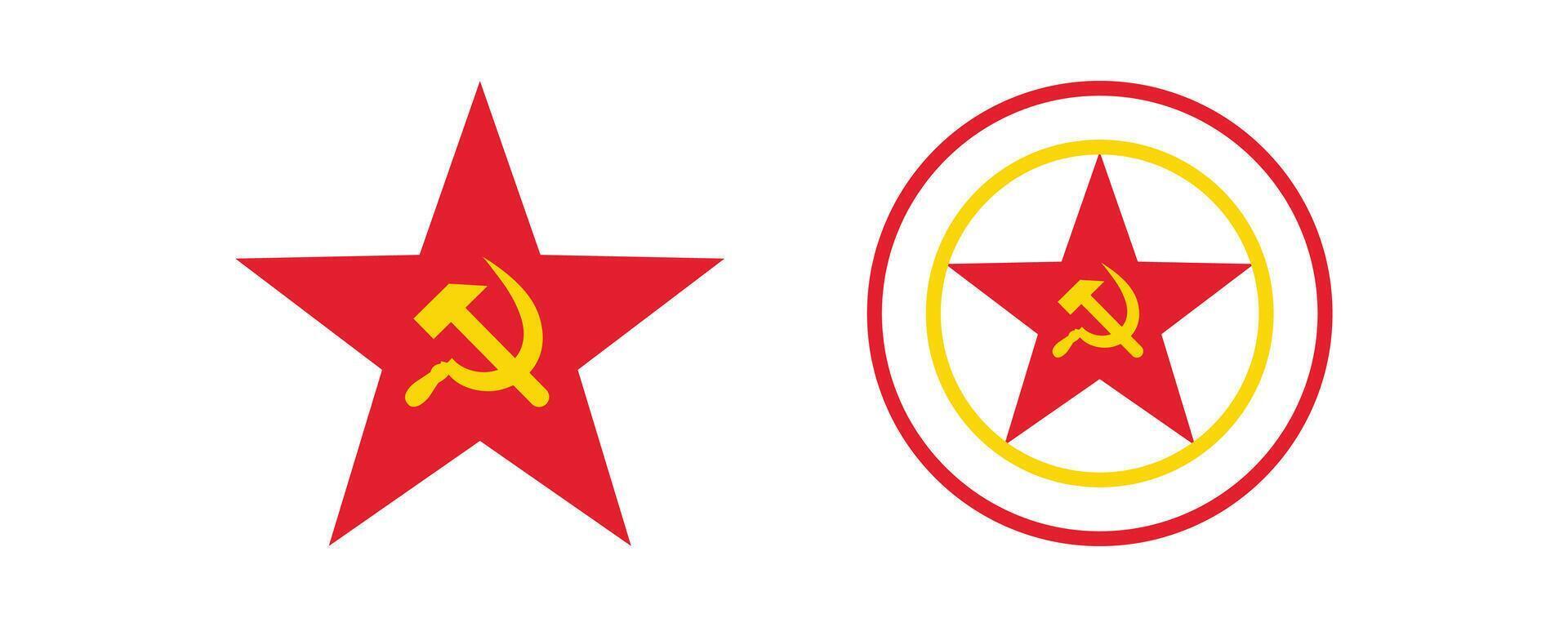 Communist Symbols Red Star and Hammer and Sickle. vector