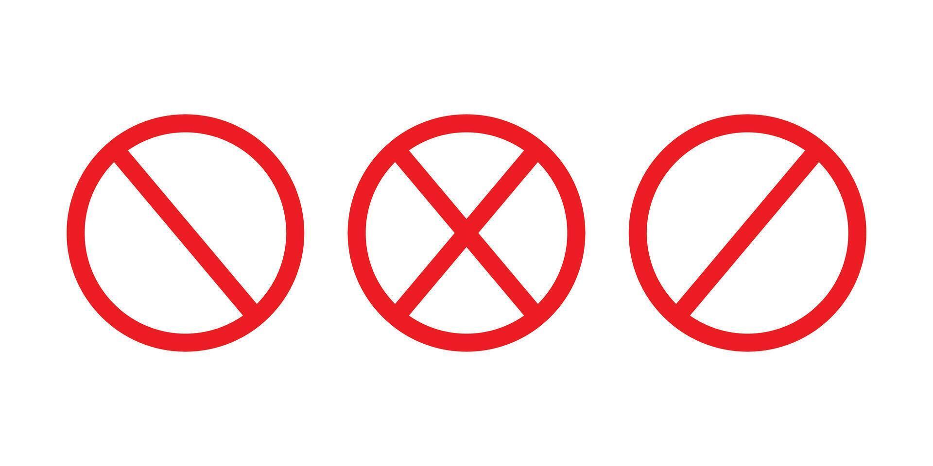 Red Prohibition and Ban Sign Icon on White Background. vector
