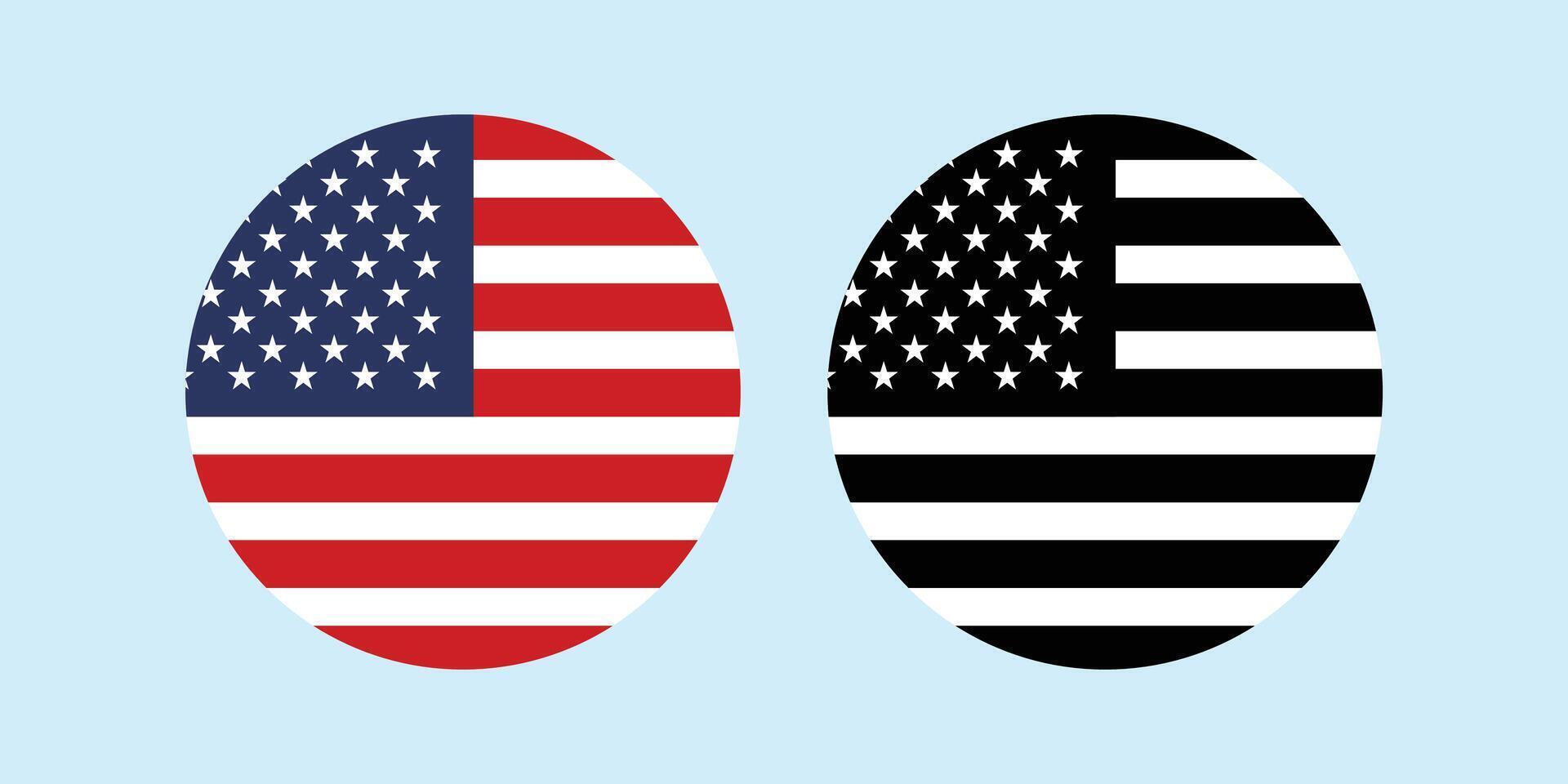 USA American Circular flag icons. Circle Button Icon of USA Flag. vector