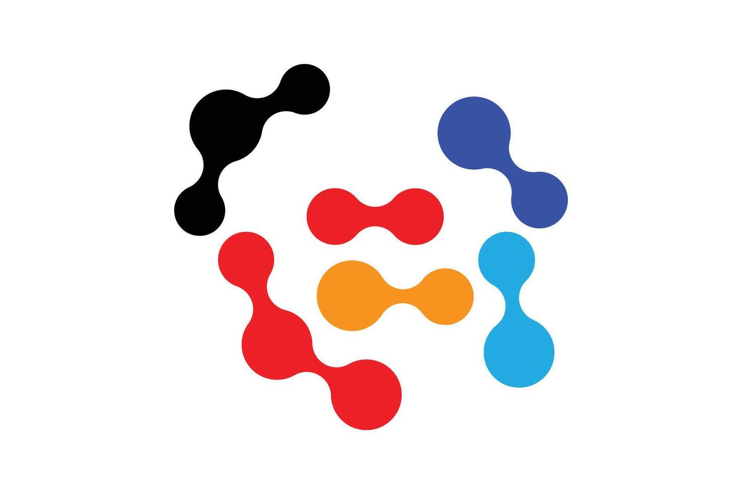 Colorful Molecular Structure Logo Design. vector