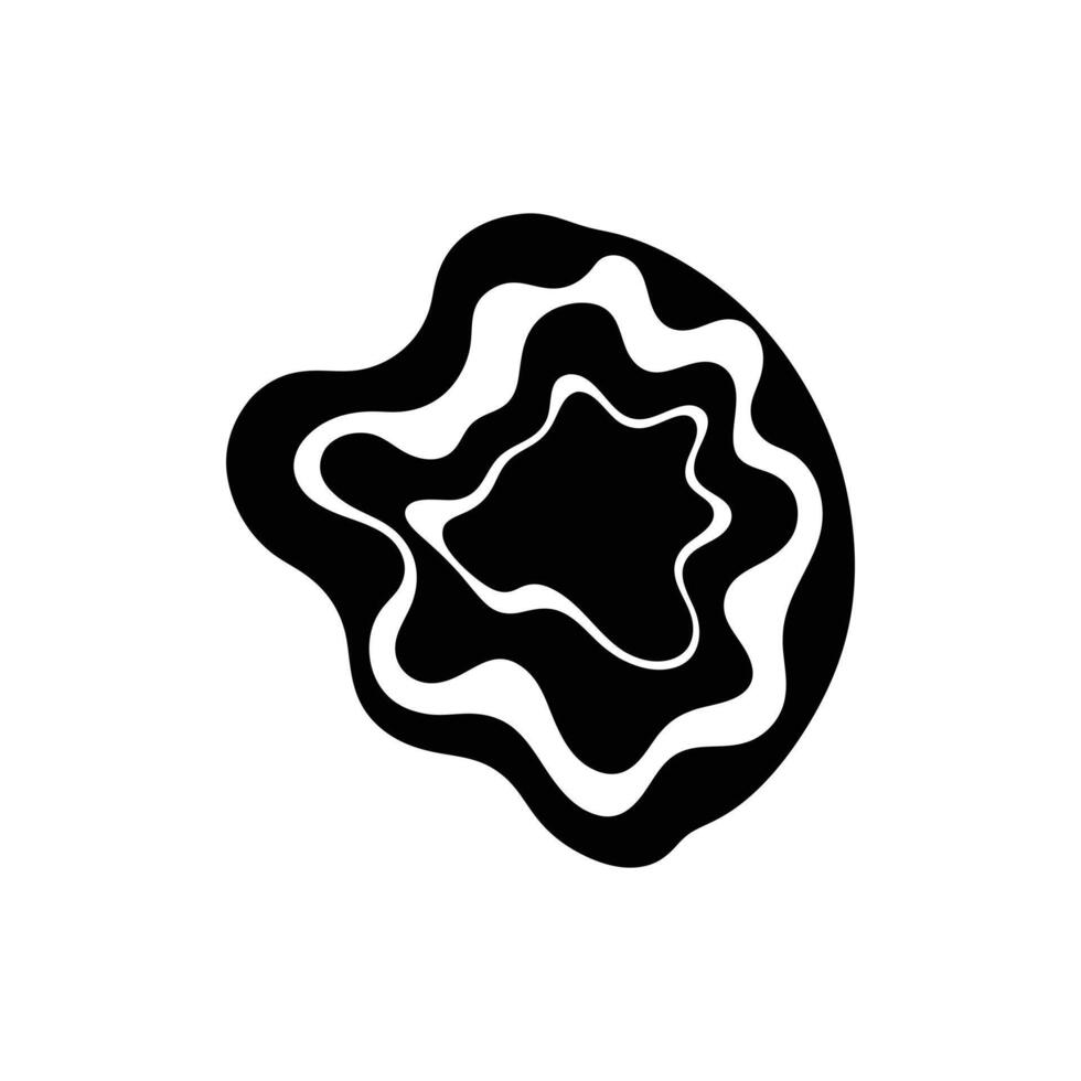 Abstract Black and White Wavy Shape with Concentric Layers vector