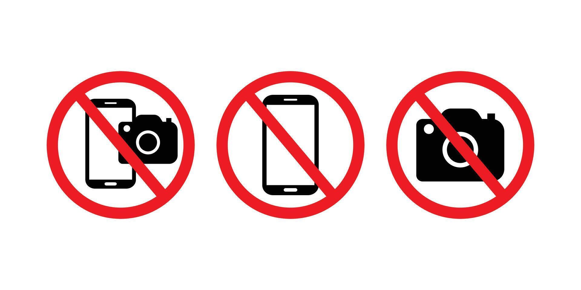 Prohibit Photography and Mobile Device Use Sign. No Recording or Photography Prohibited Sign. vector
