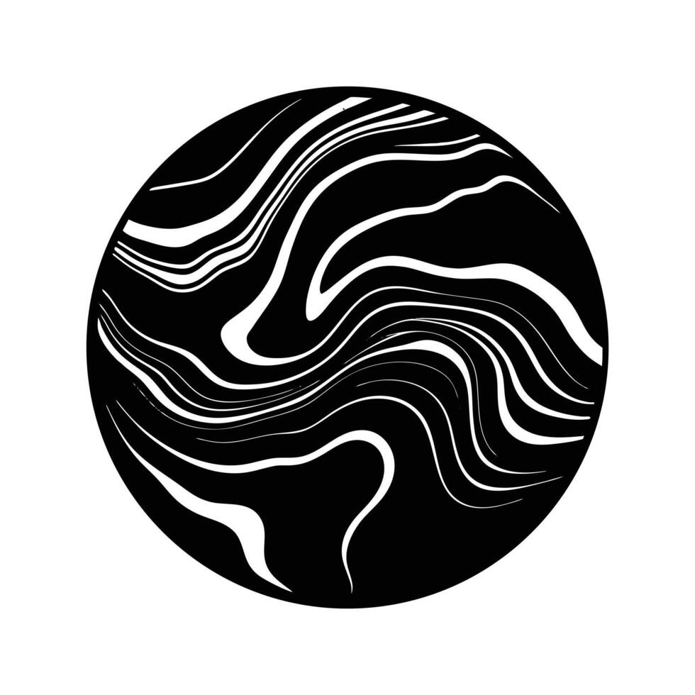 Abstract Black and White Swirls in a Circular Shape on White Background vector