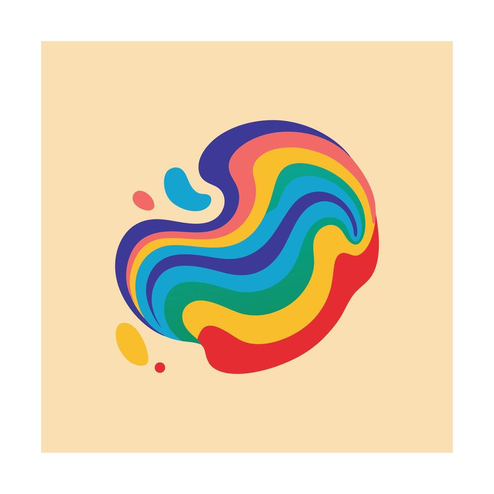Abstract Colorful Swirl with Retro Vibe on a Beige Background vector