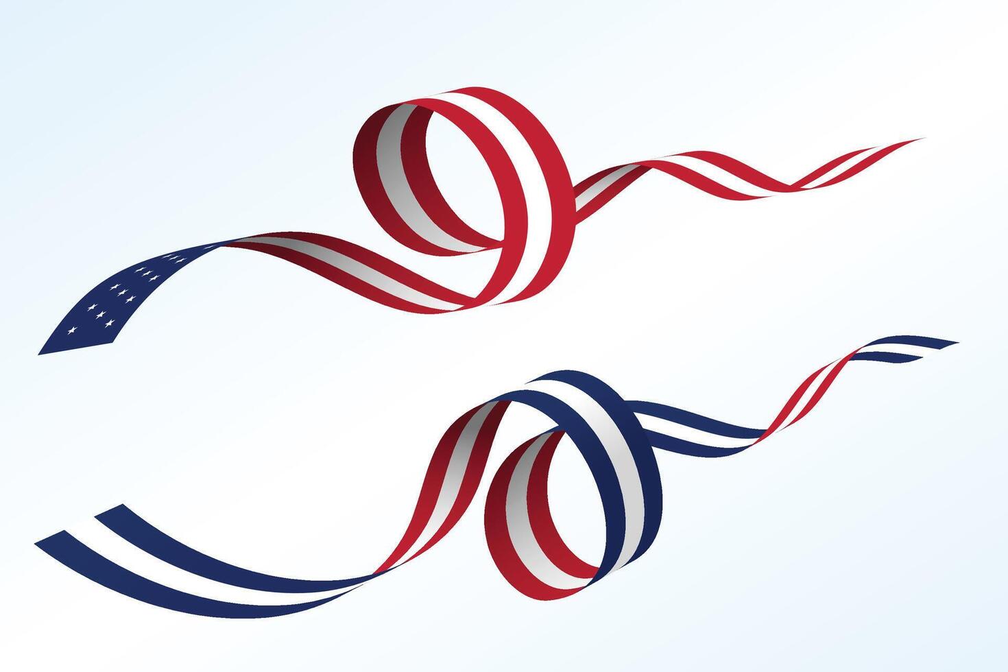 American flag ribbon set for various celebrations, events, and greeting cards such as Independence Day, etc. vector
