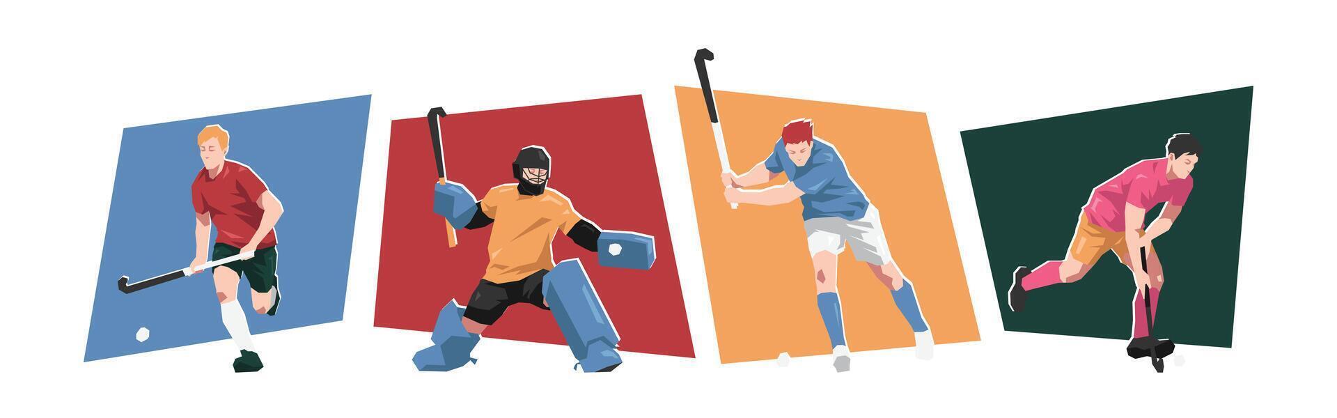 Illustration of field hockey players in action vector