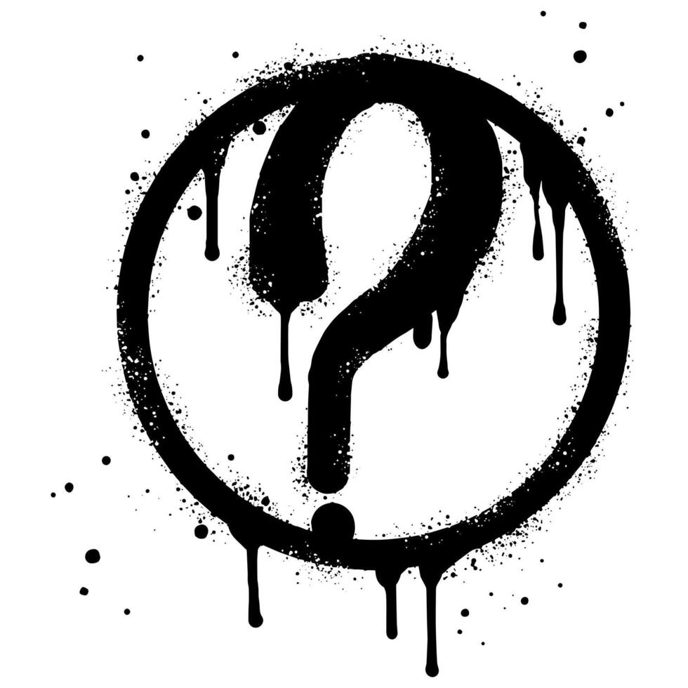 Spray painted graffiti question marks in black over white. question drip symbol isolated on white background vector